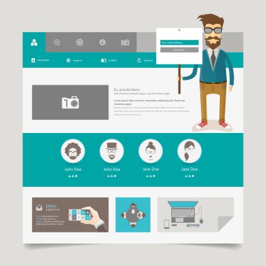 Düz web tasarım öğeleri, düğmeler, simgeler. Web sitesi şablonu.