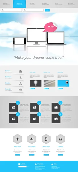 Eine Seite website design template eps 10 vektor — Stockvektor