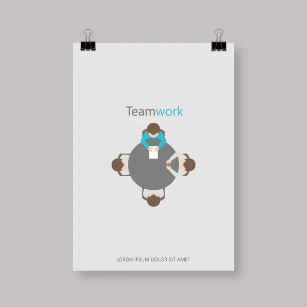 Plat style Flyer ou couverture de brochure, employés de bureau — Image vectorielle