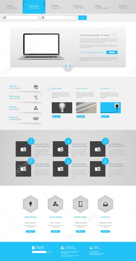 One Page Website Design Template Eps 10 Vector