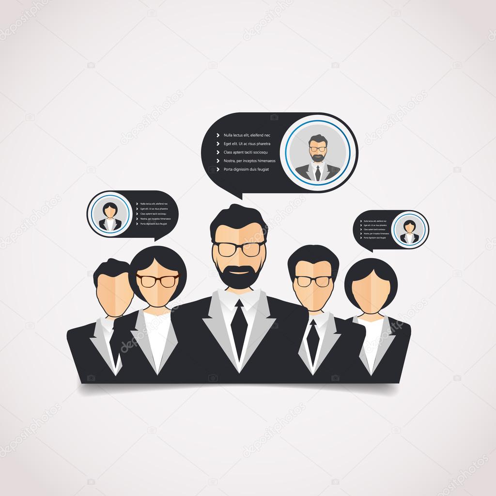 Flat style modern web info graphic corporate human relations (HR), teamwork