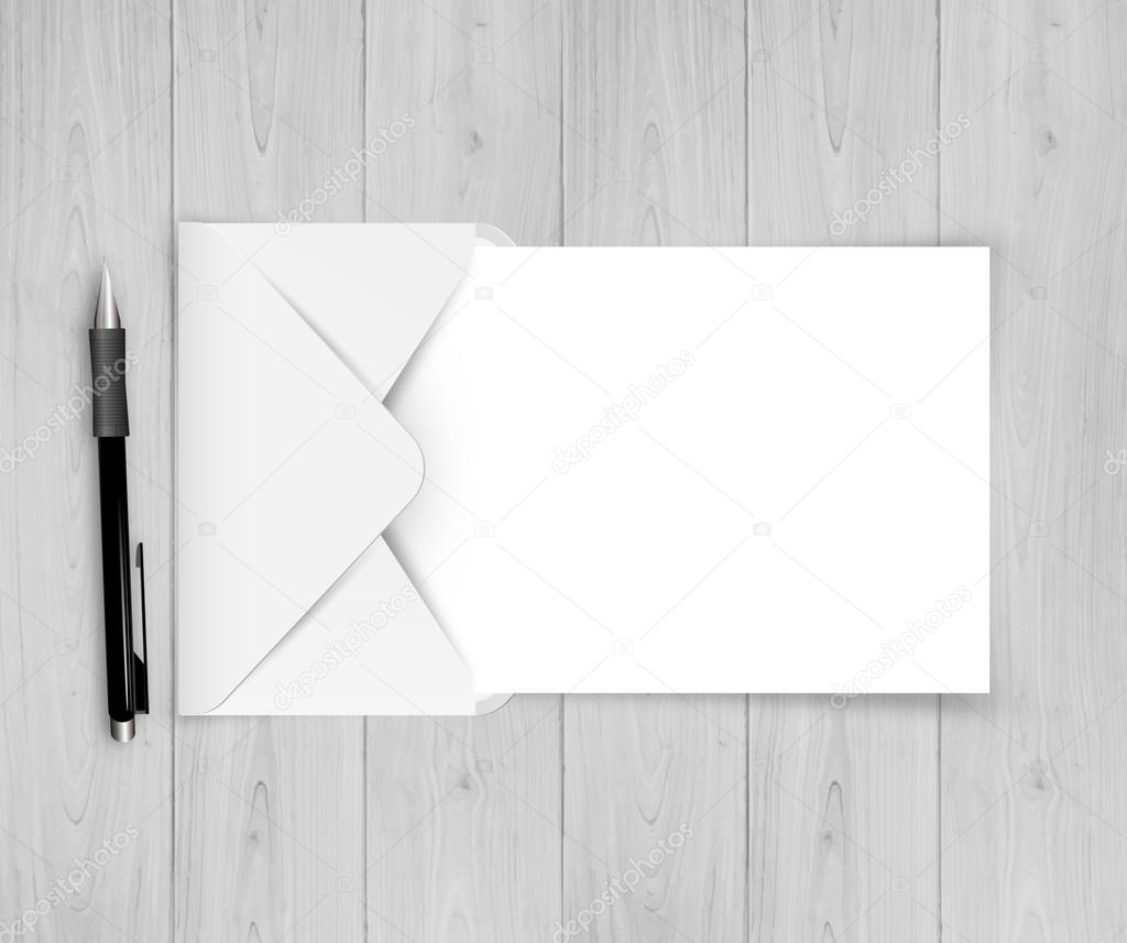 Open White Envelope With Paper With Gradient Mesh, Vector