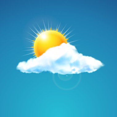 Hava Icon - vektör çizim bulut ile Güneş gökyüzünde yüzen