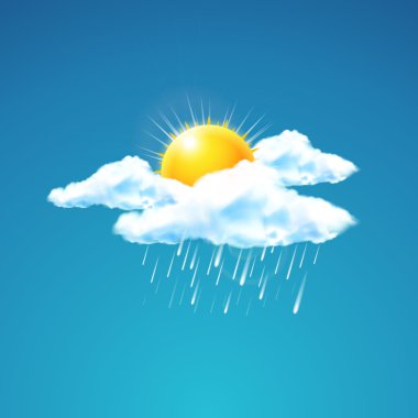 Hava Icon - vektör çizim bulut ile Güneş gökyüzünde yüzen