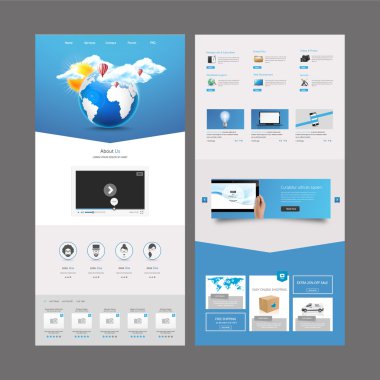 İş bir sayfa web sitesi şablonu. Vektör çizim.