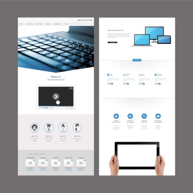 Bir sayfa web sitesi şablonu ve başlık tasarımları