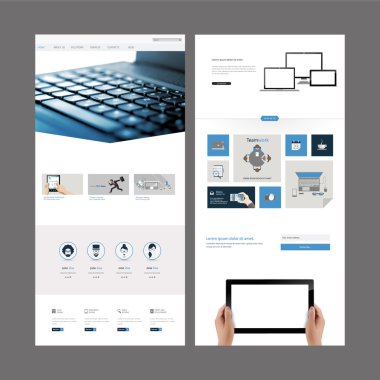 Bir sayfa web sitesi şablonu ve başlık tasarımları