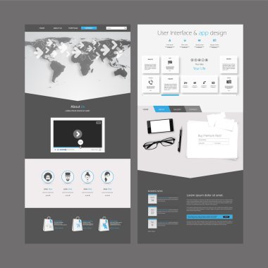 İş bir sayfa web sitesi şablonu. Vektör çizim.