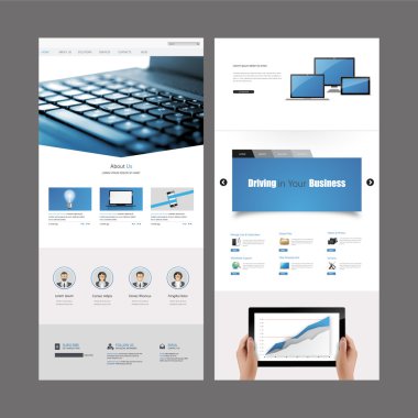 Bir sayfa web sitesi şablonu ve başlık tasarımları