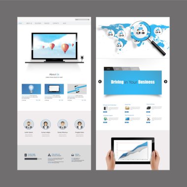 İş Modern temiz bir sayfa web sitesi tasarım şablonu. Vektör tasarımı