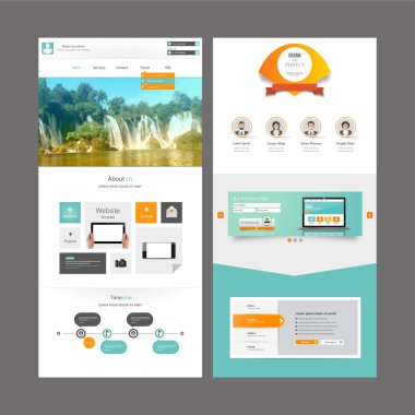 Bir sayfa web sitesi şablonu ve başlık tasarımları.