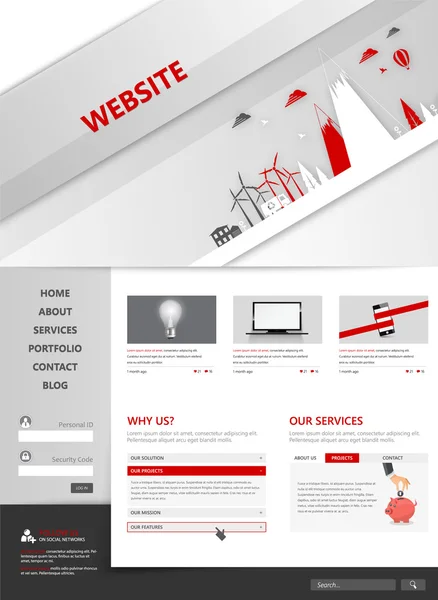 Plantilla web moderna de una página con diseño de cabecera — Vector de stock