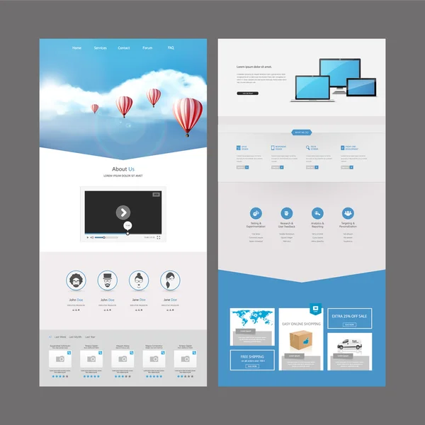 Plantilla de sitio web de una página. Ilustración vectorial . — Archivo Imágenes Vectoriales