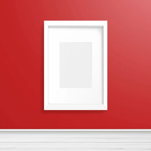 Marco de imagen blanco en blanco en el fondo interior rojo — Archivo Imágenes Vectoriales