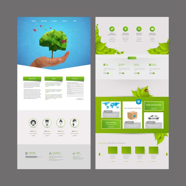 Eco één pagina Website ontwerpsjabloon — Stockvector