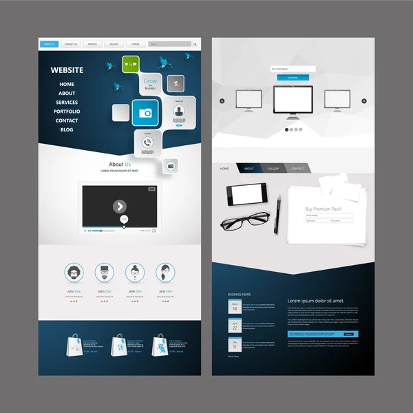 Plantilla de sitio web de negocios de una página. Ilustración vectorial . — Archivo Imágenes Vectoriales