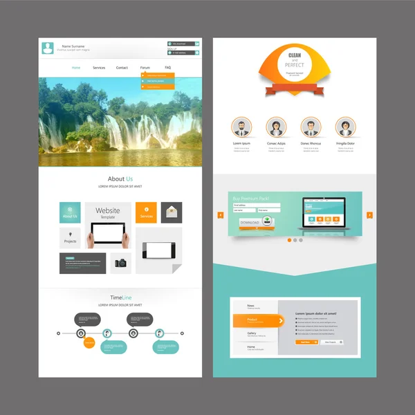Plantilla de sitio web de una página y diseños de encabezado . — Archivo Imágenes Vectoriales
