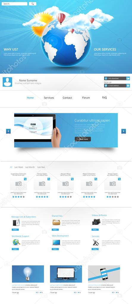 Modern Clean One page website design template. All in one set for website design that includes one page website template