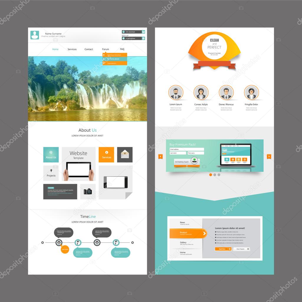 One Page Website Template and Header Designs.