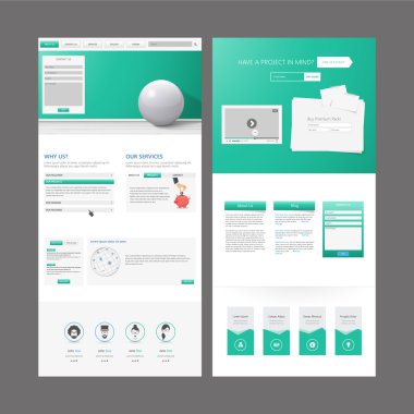 İş bir sayfa web sitesi tasarım şablonu. Vektör tasarımı.