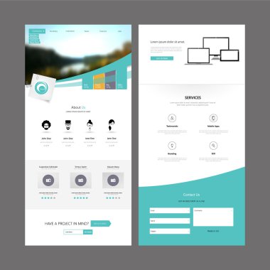İş Modern temiz bir sayfa web sitesi tasarım şablonu. Vektör tasarımı