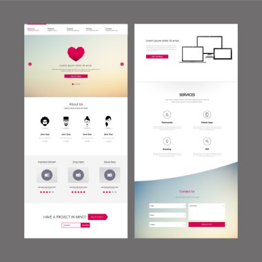 İş Modern temiz bir sayfa web sitesi tasarım şablonu. Vektör tasarımı