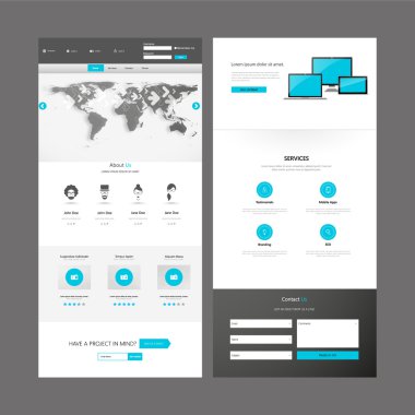 İş Modern temiz bir sayfa web sitesi tasarım şablonu. Vektör tasarımı
