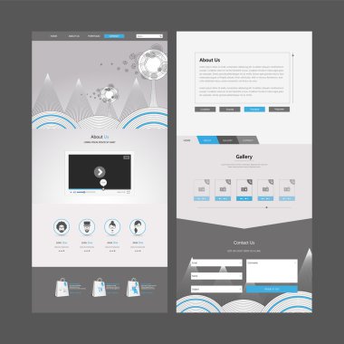 Bir sayfa web sitesi şablonu ve başlık tasarımları