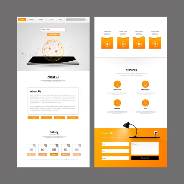 Modèle de site Web d'une page et conceptions d'en-tête — Image vectorielle