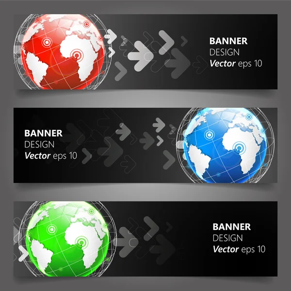 Juego de banner abstracto con globo, diseño vectorial — Vector de stock