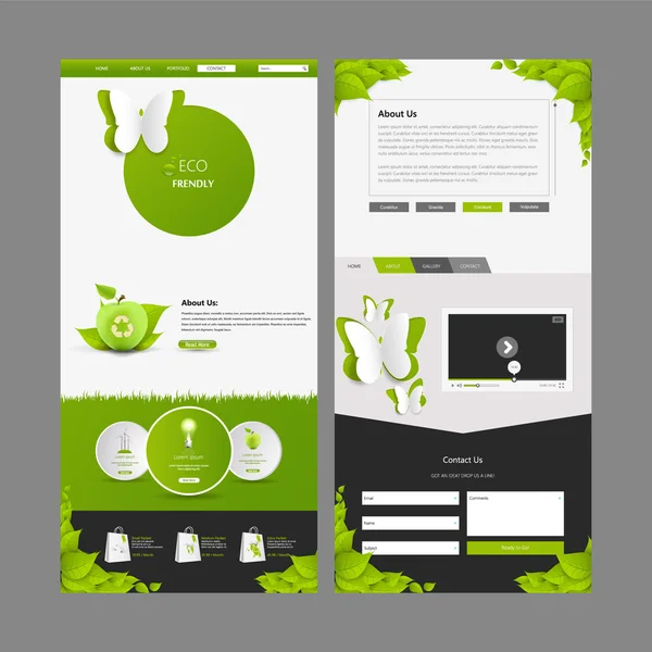 One Page Website Template and Header Designs — Stock Vector