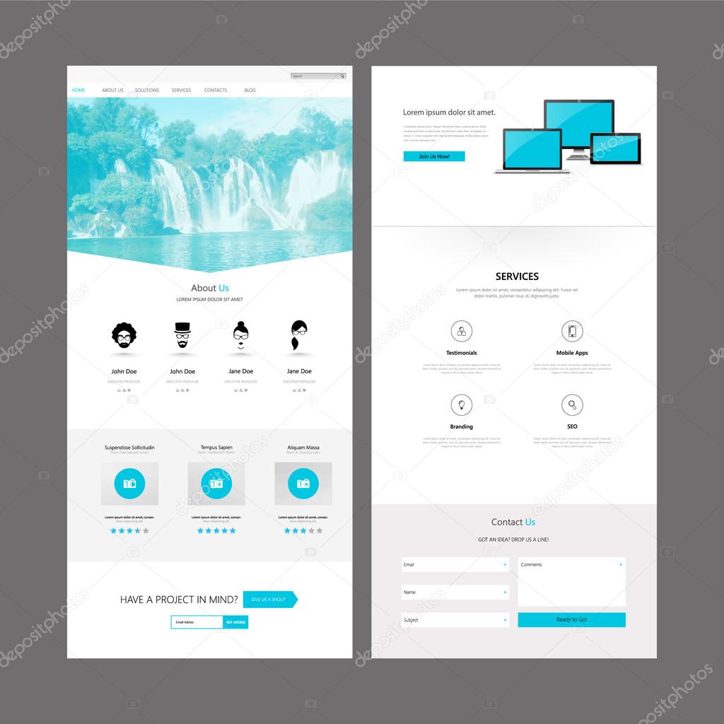 Business Modern Clean One page website design template. Vector Design