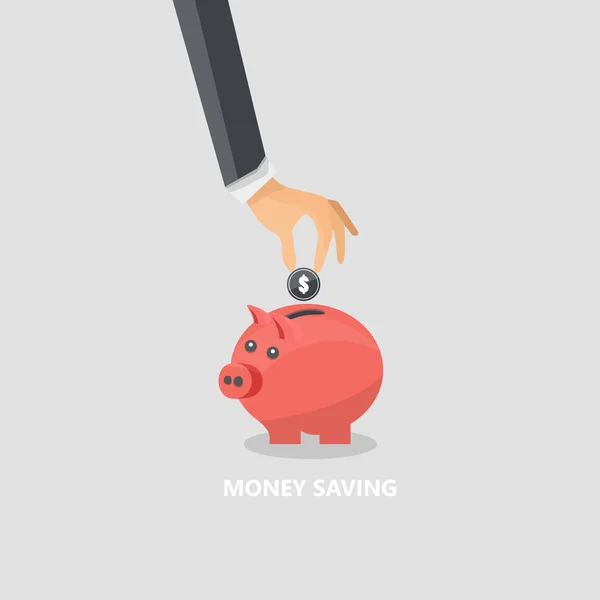 Piggy bank i ręka z monety ikona — Wektor stockowy