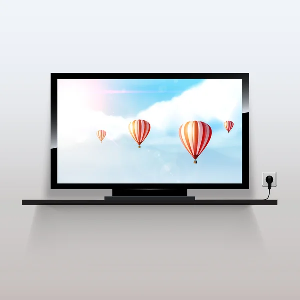 Vektor-LCD-TV-Monitor, mit schönem Fantasy-Hintergrund, — Stockvektor