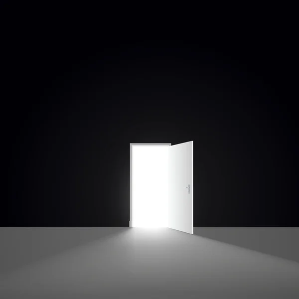 Puerta abierta de luz en pared blanca con sombra — Archivo Imágenes Vectoriales