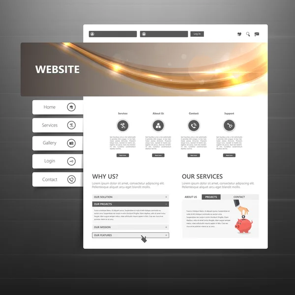 Conception du menu pour un site web. Conception web créative — Image vectorielle