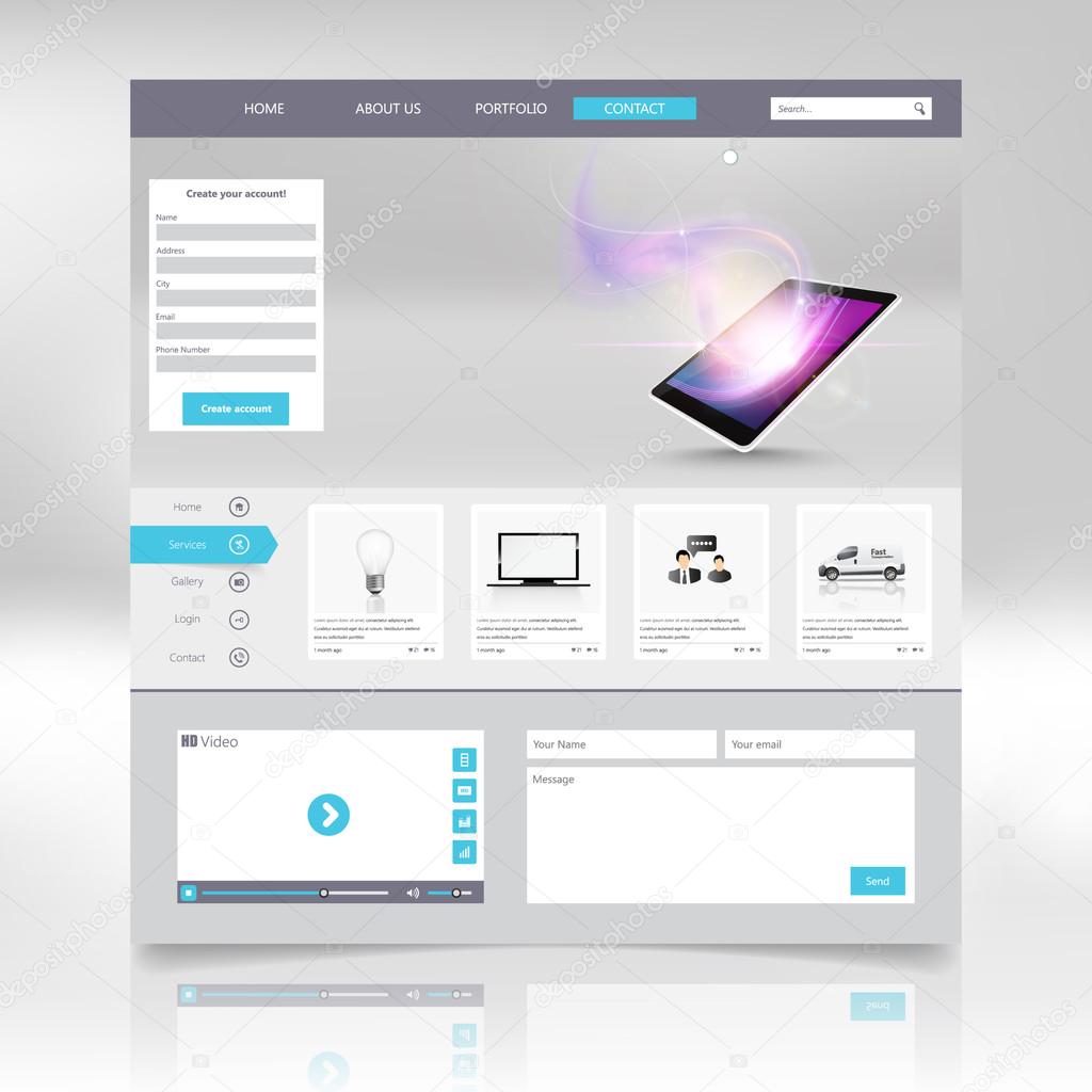 Modern One page Website template design -vector