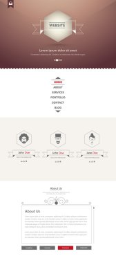 Bir sayfa web sitesi şablonu vektör hipster elemanları ile