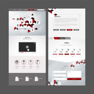 Soyut öğeler ile bir sayfa web sitesi şablonu vektör