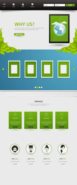 Green One Page Website Template — Stock Vector