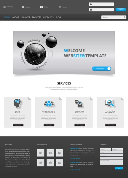 Vector Website Template Design Eps 10 — Stock Vector