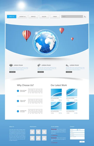 一页的网站模板、 白色和蓝色矢量设计 — 图库矢量图片