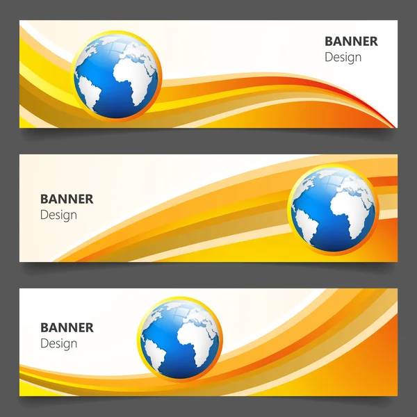 Vector set of three header, banner design — Stock Vector