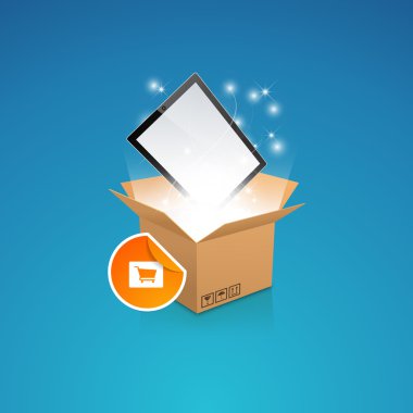 giden hafif ve akıllı telefon/tablet ile vektör Eps 10 kutusunu açmak