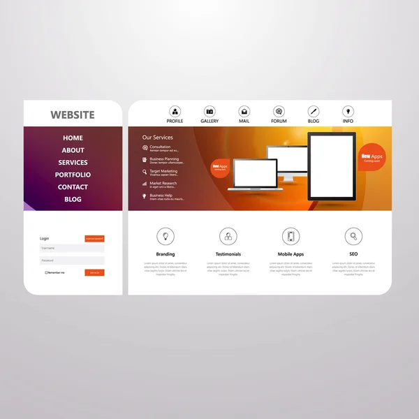 Kreative bunte Website-Vorlage-Design — Stockvektor