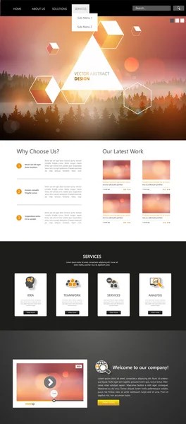 Web sitesi şablonu ve soyut header tasarımı, bir sayfa stili. Vektör — Stok Vektör