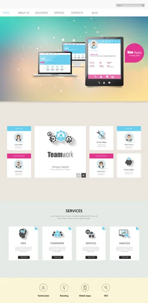 カラフルな 1 つのページのウェブサイト テンプレート — ストックベクタ