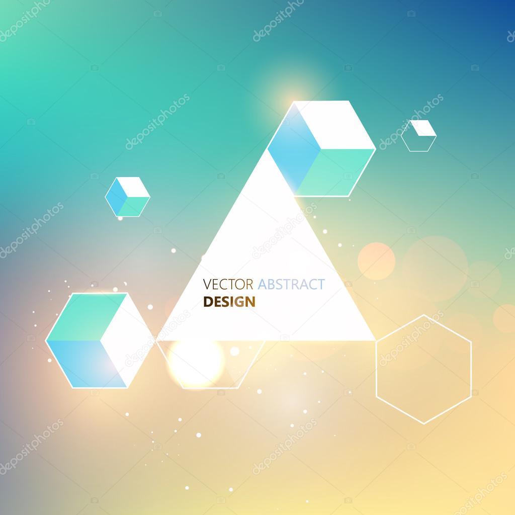 Colorful bokeh background and hipster triangle abstract design. Vector eps 10