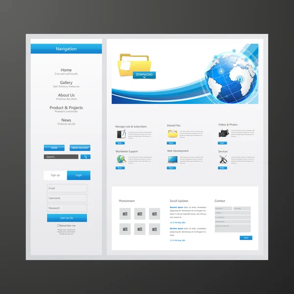 Modelo de design de site de negócios. Design de vetores . — Vetor de Stock