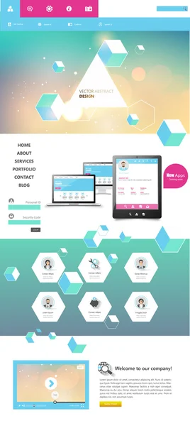 Colorful One Page Website Template — Stock Vector
